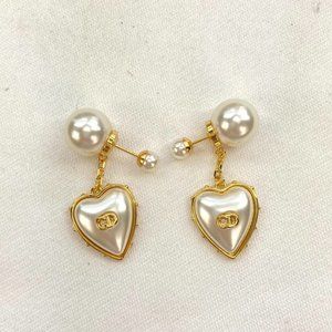 Dior Tribles Faux Pearl Heart Drop Earrings